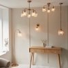 Lampa podłogowa stojąca mosiężna regulowany szklany klosz prążkowy salonowa sypialniana minimalistyczna Ashcroft 120621 ENDON